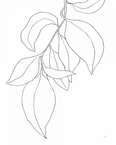 Line Leaves I White Modern Wood Framed Art Print with Double Matting by Panganiban, Karyn