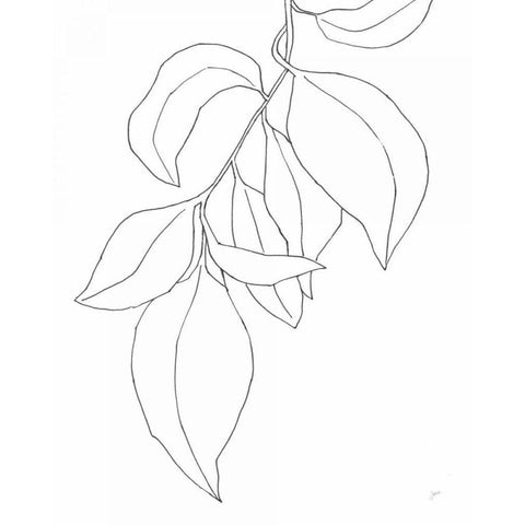 Line Leaves I White Modern Wood Framed Art Print by Panganiban, Karyn