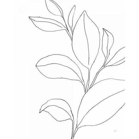 Line Leaves II White Modern Wood Framed Art Print by Panganiban, Karyn