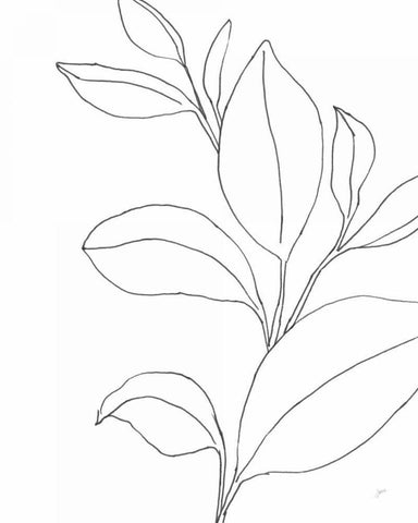 Line Leaves II White Modern Wood Framed Art Print with Double Matting by Panganiban, Karyn