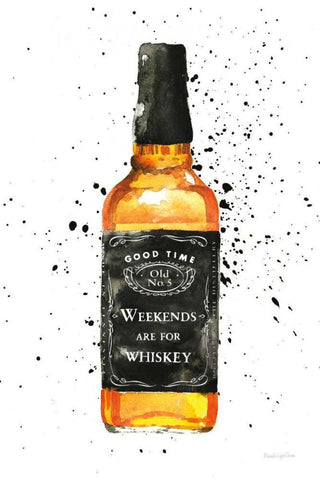 Weekends Are For Whiskey Black Ornate Wood Framed Art Print with Double Matting by Charro, Mercedes Lopez