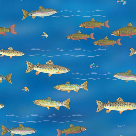 Angling in The Stream Pattern IB Black Modern Wood Framed Art Print with Double Matting by Prahl, Courtney