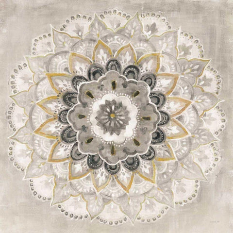 Warm Sunburst Black Ornate Wood Framed Art Print with Double Matting by Nai, Danhui