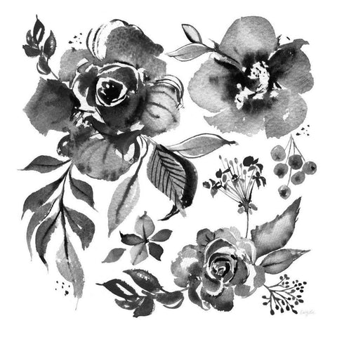 Delft Delight III Black No Words Black Ornate Wood Framed Art Print with Double Matting by Rice, Kristy