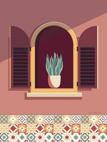 Warm Window Lisboa Black Ornate Wood Framed Art Print with Double Matting by Escalante, Omar