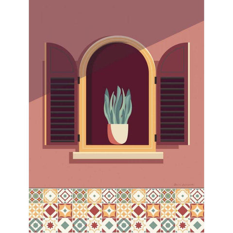 Warm Window Lisboa White Modern Wood Framed Art Print by Escalante, Omar