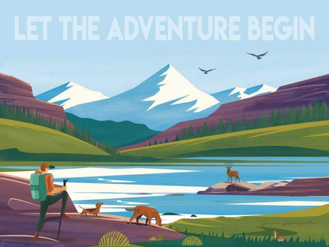 Let the Adventure White Modern Wood Framed Art Print with Double Matting by Escalante, Omar