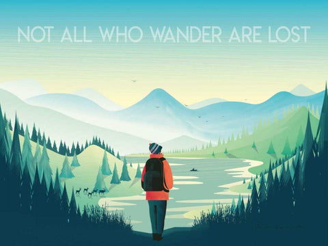 Not All Who Wander White Modern Wood Framed Art Print with Double Matting by Escalante, Omar