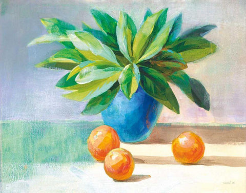 Citrus Still Life Black Ornate Wood Framed Art Print with Double Matting by Nai, Danhui