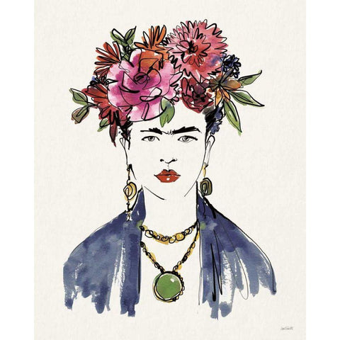 Frida Portrait I Gold Ornate Wood Framed Art Print with Double Matting by Tavoletti, Anne