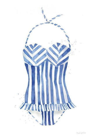 Vintage Swimwear I White Modern Wood Framed Art Print with Double Matting by Charro, Mercedes Lopez