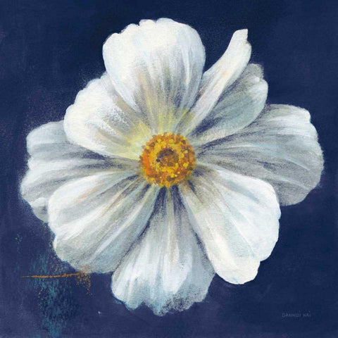 Boldest Bloom I Dark Blue Black Modern Wood Framed Art Print by Nai, Danhui