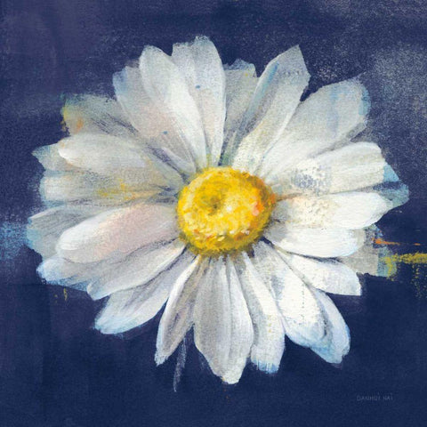 Boldest Bloom II Dark Blue Gold Ornate Wood Framed Art Print with Double Matting by Nai, Danhui