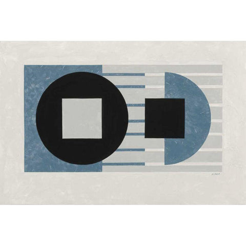 Laterally Speaking Blue Black Modern Wood Framed Art Print with Double Matting by Schick, Mike