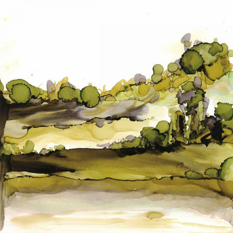 Greenscape II White Modern Wood Framed Art Print by Paschke, Chris