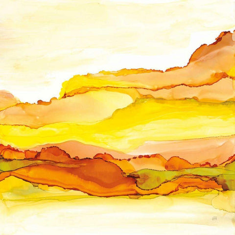 Yellowscape I Gold Ornate Wood Framed Art Print with Double Matting by Paschke, Chris