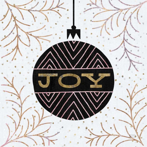 Jolly Holiday Ornaments Joy Metallic Gold Ornate Wood Framed Art Print with Double Matting by Mullan, Michael