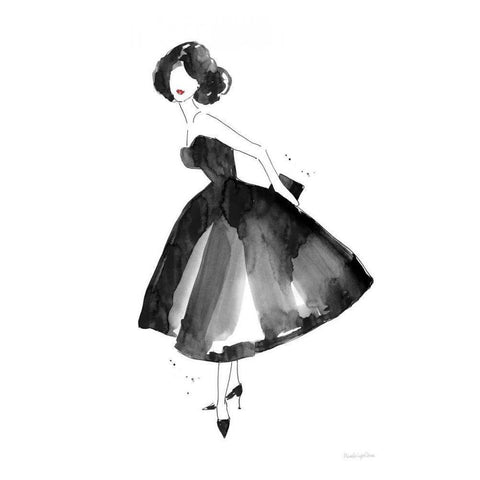 Fashion Debutante Black Modern Wood Framed Art Print with Double Matting by Charro, Mercedes Lopez