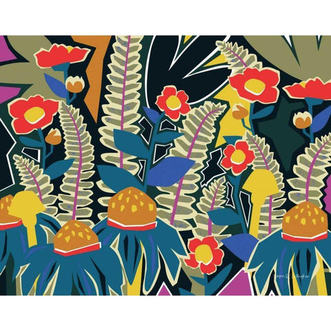 Ferns and Wildflowers I Gold Ornate Wood Framed Art Print with Double Matting by Gallagher, Megan