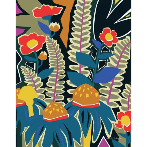 Ferns and Wildflowers II Gold Ornate Wood Framed Art Print with Double Matting by Gallagher, Megan