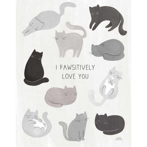 I Pawsitively Love You Gold Ornate Wood Framed Art Print with Double Matting by Marshall, Laura