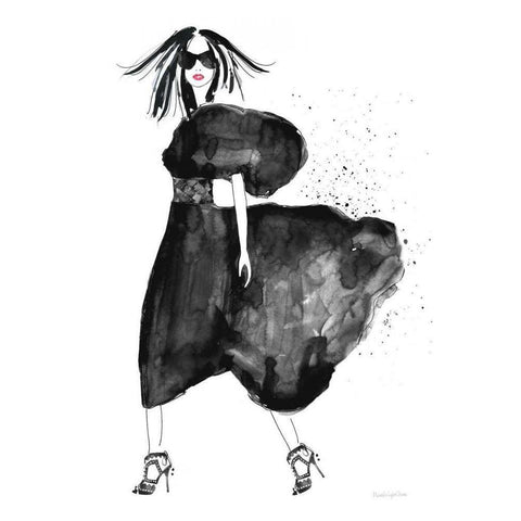 Uptown Fashion I Black Modern Wood Framed Art Print with Double Matting by Charro, Mercedes Lopez