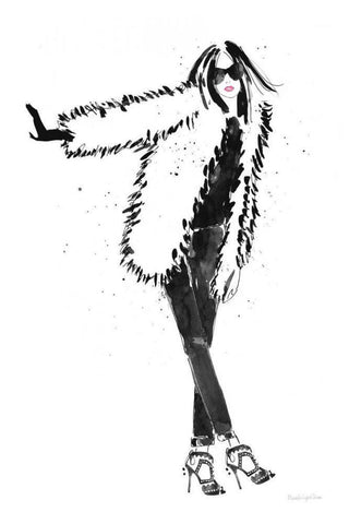 Uptown Fashion II Black Ornate Wood Framed Art Print with Double Matting by Charro, Mercedes Lopez