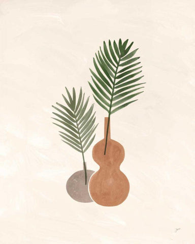 Palm Vessels I White Modern Wood Framed Art Print with Double Matting by Panganiban, Karyn
