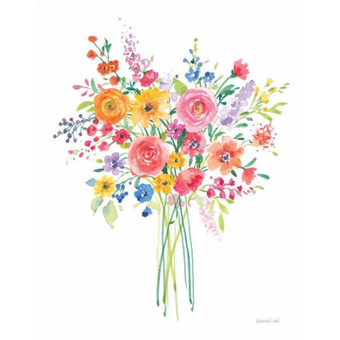 Sunshine Flowers Black Modern Wood Framed Art Print with Double Matting by Nai, Danhui