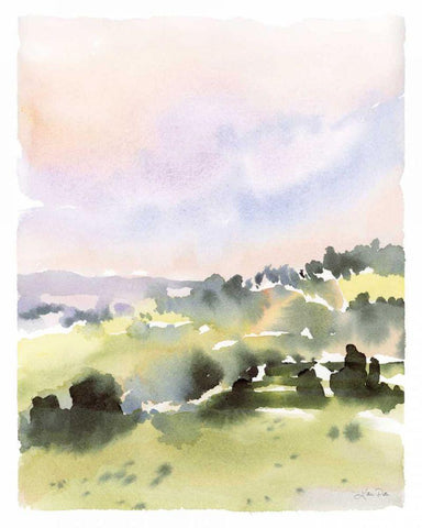 Spring Hills II White Modern Wood Framed Art Print with Double Matting by Pete, Katrina