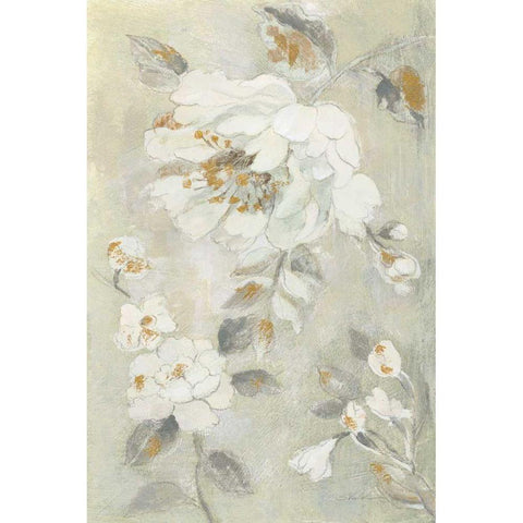 Romantic Spring Flowers II White Black Modern Wood Framed Art Print by Vassileva, Silvia