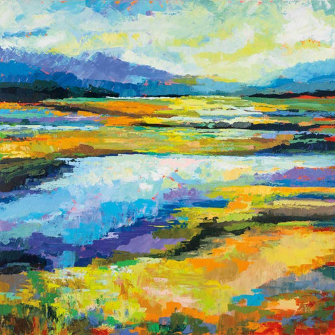 Fall Marsh Gold Ornate Wood Framed Art Print with Double Matting by Vertentes, Jeanette