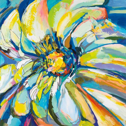 Zinnia White Modern Wood Framed Art Print by Vertentes, Jeanette