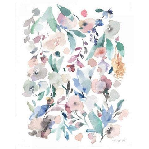 Breezy Florals III Gold Ornate Wood Framed Art Print with Double Matting by Nai, Danhui