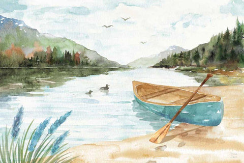 Lake Love I White Modern Wood Framed Art Print with Double Matting by June, Dina