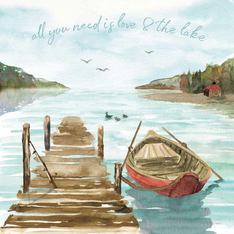 Lake Love II White Modern Wood Framed Art Print by June, Dina