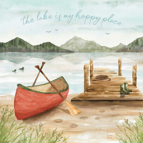 Lake Love III White Modern Wood Framed Art Print with Double Matting by June, Dina
