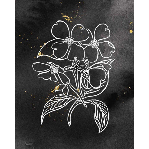 Indigo Blooms III Black Gold Ornate Wood Framed Art Print with Double Matting by Wild Apple Portfolio