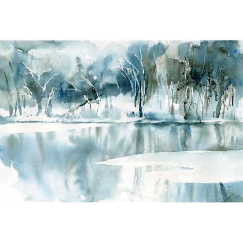 Blue Reflections White Modern Wood Framed Art Print by Pete, Katrina
