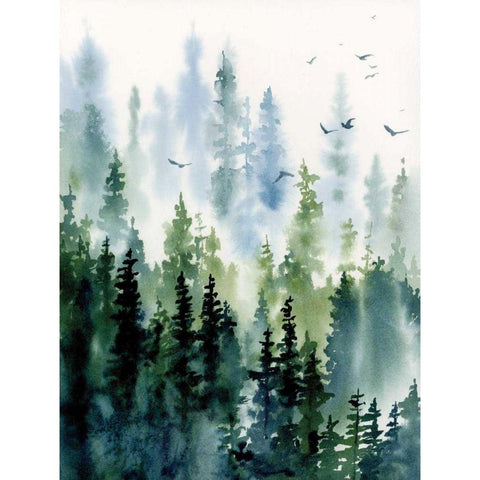 Treeline Gold Ornate Wood Framed Art Print with Double Matting by Pete, Katrina
