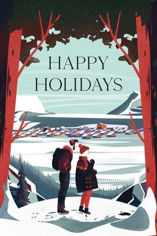 Happy Holidays Black Ornate Wood Framed Art Print with Double Matting by Escalante, Omar