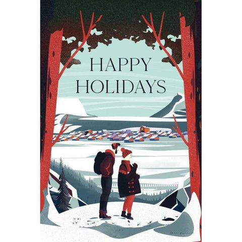 Happy Holidays Gold Ornate Wood Framed Art Print with Double Matting by Escalante, Omar