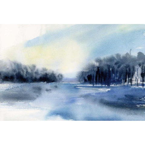 Winter River Gold Ornate Wood Framed Art Print with Double Matting by Pete, Katrina