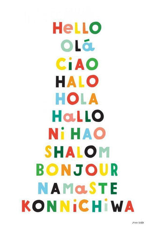 Language of Hellos White Modern Wood Framed Art Print with Double Matting by Kelle, Ann