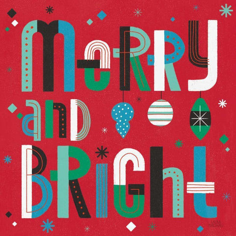 Retro Holiday IV Bright Gold Ornate Wood Framed Art Print with Double Matting by Marshall, Laura