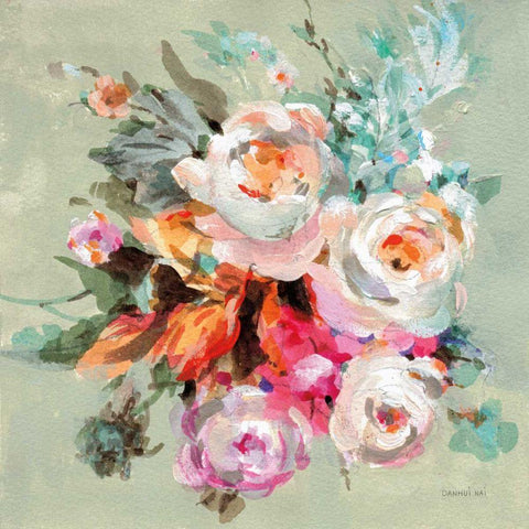 Windblown Blooms I Gold Ornate Wood Framed Art Print with Double Matting by Nai, Danhui