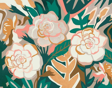 Gardenia I Black Ornate Wood Framed Art Print with Double Matting by Gallagher, Megan