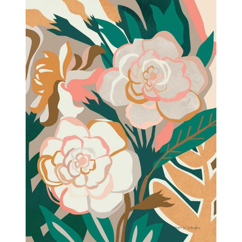 Gardenia II Gold Ornate Wood Framed Art Print with Double Matting by Gallagher, Megan
