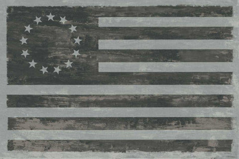 Slate American Flag White Modern Wood Framed Art Print with Double Matting by Schlabach, Sue