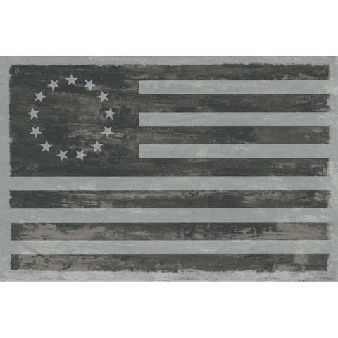 Slate American Flag Black Modern Wood Framed Art Print by Schlabach, Sue